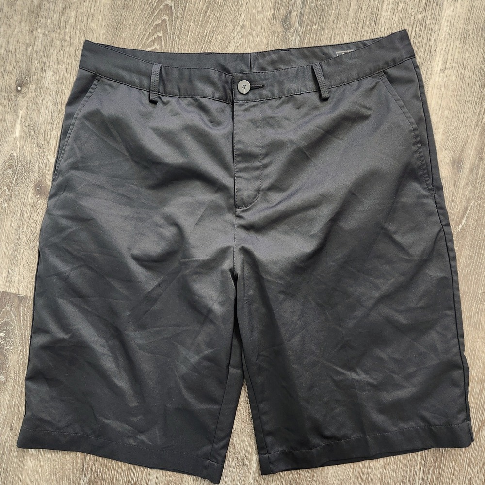 Adidas Climalite Mens Golf Shorts Black Size 34 Flat Front Performance Athletic